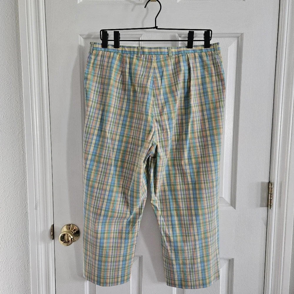 NWOT Vintage Lauren By Ralph Lauren Pastel Plaid Cropped Pants - Picture 5 of 8
